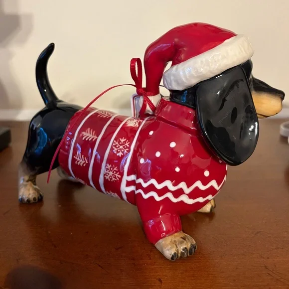 Blue Sky Holiday Dachshund Dog Figurine - Black and Red - Picture 2 of 5